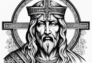 God with a cross also remembering a loved one tattoo idea