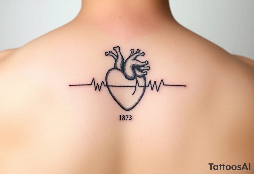 Small 
Heart beat with date of birth and date of death tattoo idea