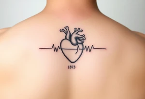 Small 
Heart beat with date of birth and date of death tattoo idea