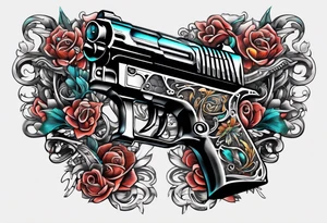The letters AR with pistols on each side tattoo idea