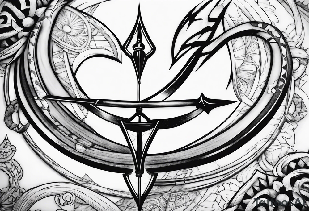 A kunai from Naruto with two bells around the ring tattoo idea A kunai from Naruto with two bells around the ring tattoo idea