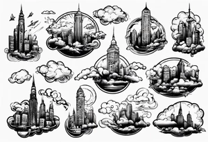 city in the clouds tattoo idea
