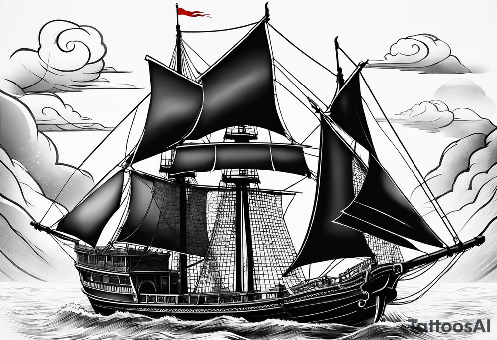 Chinese junk with three sails tattoo idea