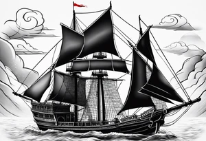 Chinese junk with three sails tattoo idea