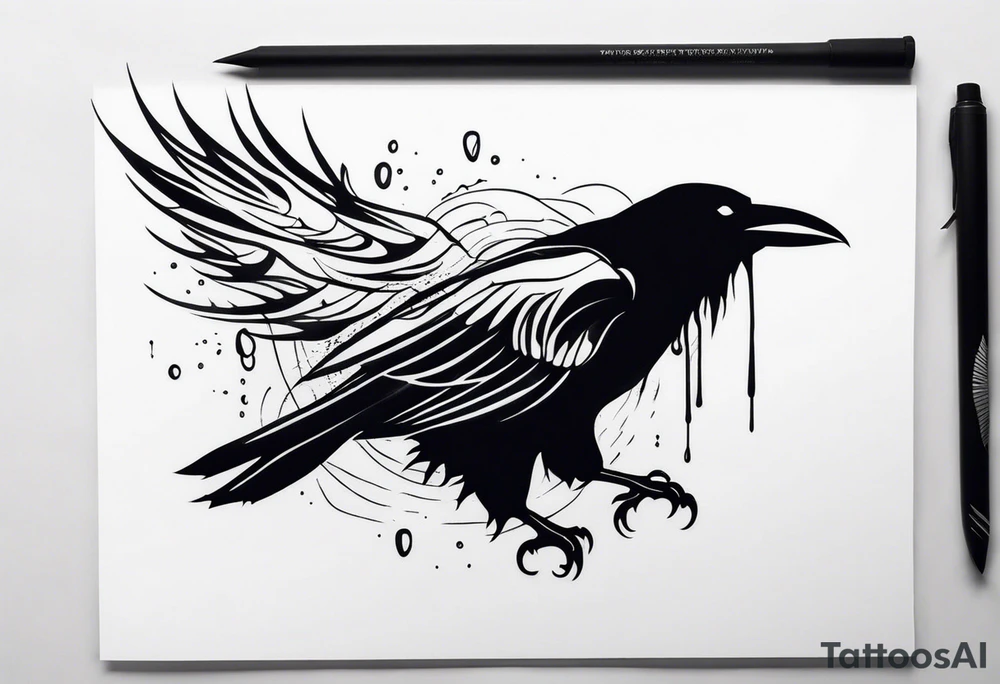 Raven melting away tattoo idea