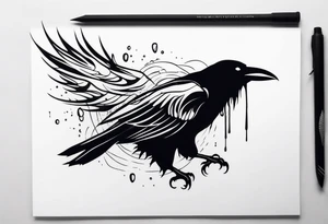 Raven melting away tattoo idea