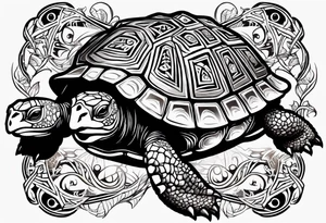tribal tortoise with the name Sam engraved in the shell tattoo idea