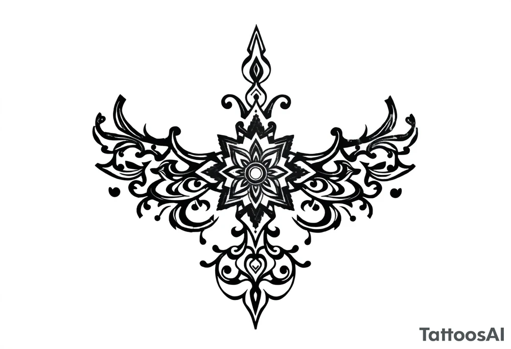 mytical shaman and witch ancient ornament with rhyme tattoo idea