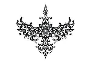 mytical shaman and witch ancient ornament with rhyme tattoo idea