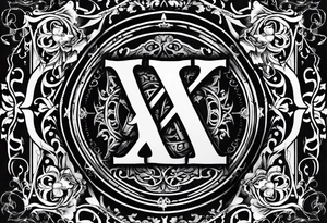 I need a tattoo design that only includes the letters X and I, with a dark and gothic style. tattoo idea