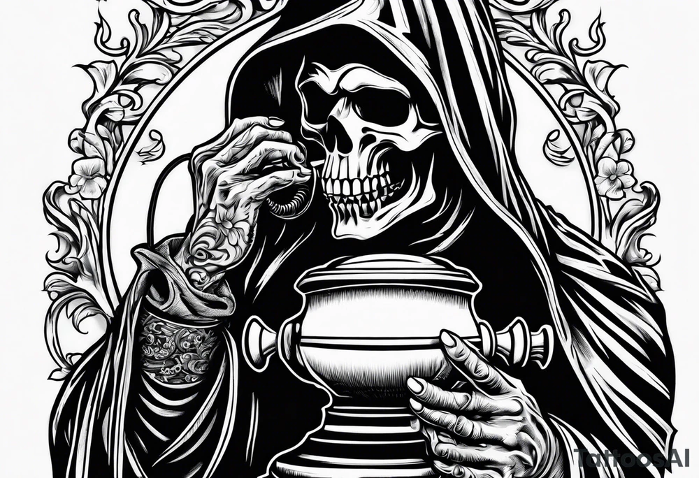 Grim reaper talking on a old school telephone tattoo idea
