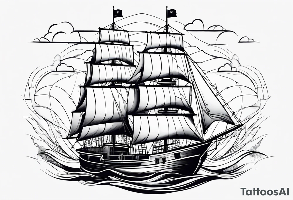 phare maritime dans un bateau a voiles. tattoo idea