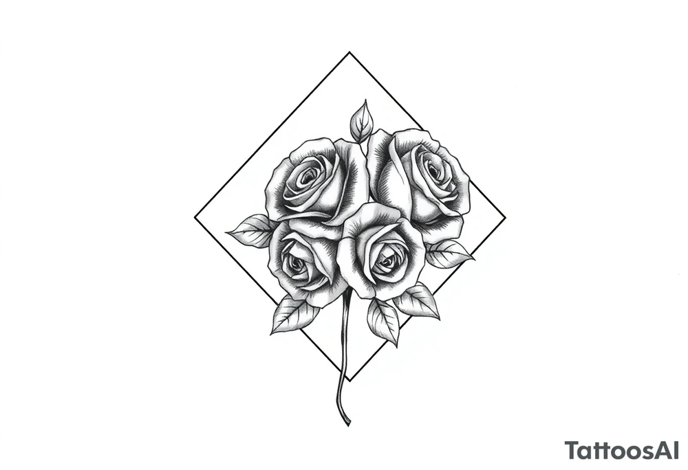 Small Roses in a diamond shape tattoo idea