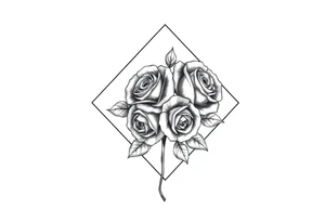 Small Roses in a diamond shape tattoo idea
