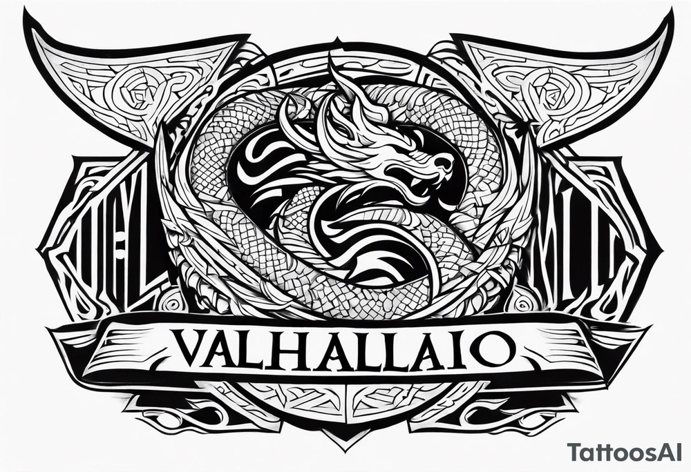 Viking sword Valhalla dragon tattoo idea