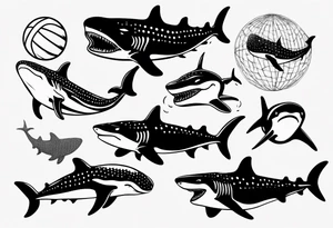 a whale shark playing waterpolo tattoo idea