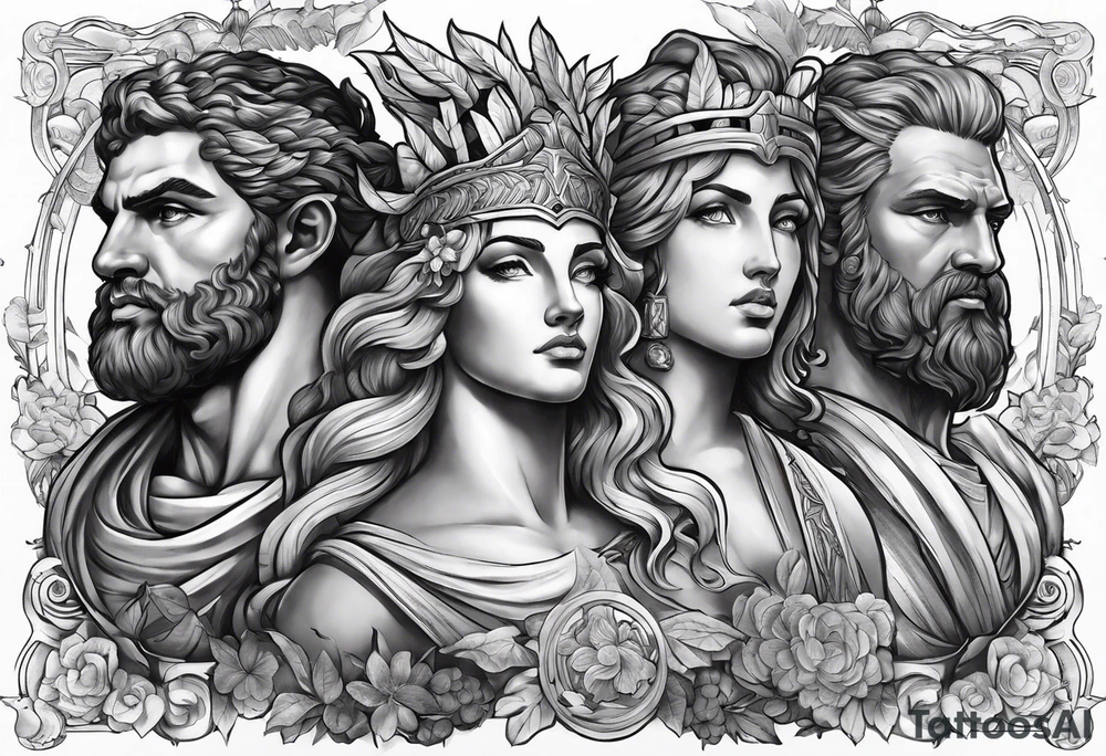 Greek gods sleeve tattoo idea