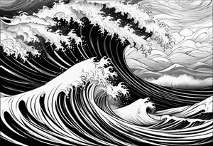 picture 8 by 8 centimeters of sea waves before a storm tattoo idea