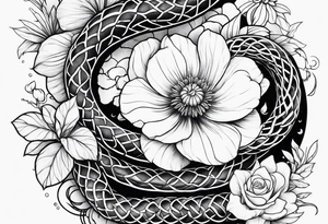 Snakes and flowers tattoo idea