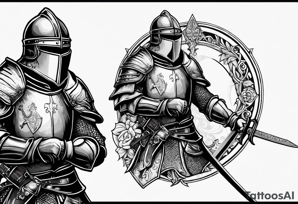 Medieval knight holding a sword tattoo idea