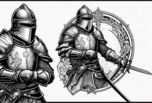Medieval knight holding a sword tattoo idea