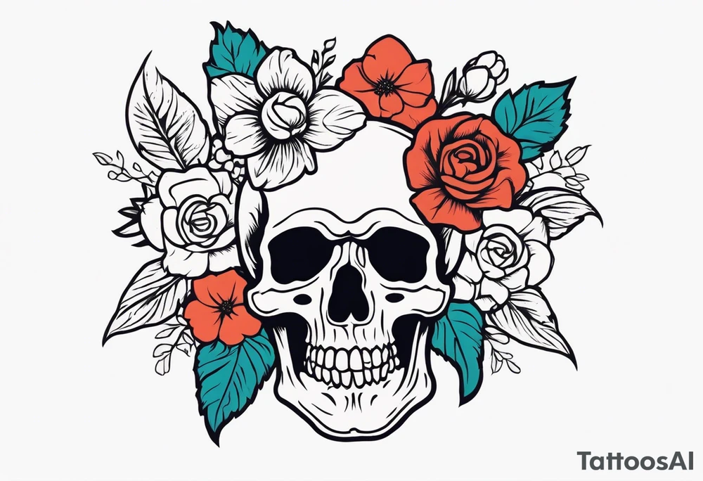 human skeleton

old school vintage simple traditional design surrounded by vintage flowers


bold color simple tattoo idea