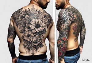 Spine tattoo with flowers and a country aspect tattoo idea