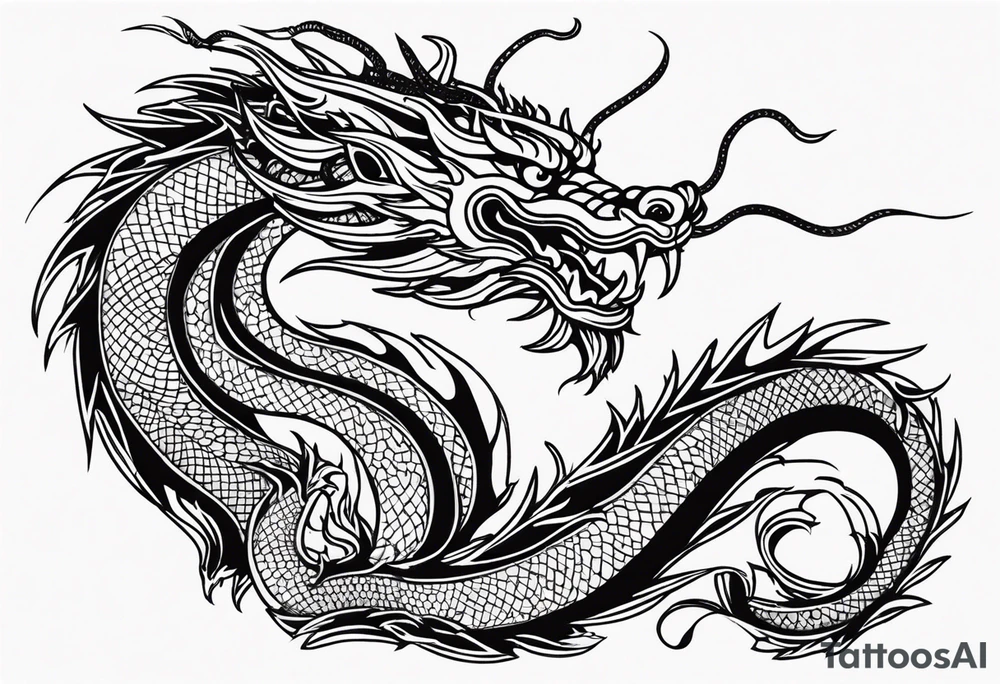 chinese dragon slim in the shoulder tattoo idea