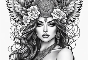 Dark feminine ethereal goddess tattoo idea
