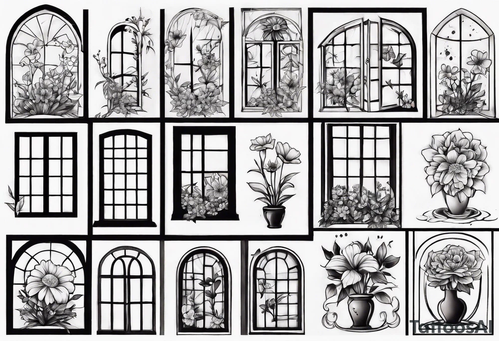 flower in a window tattoo idea