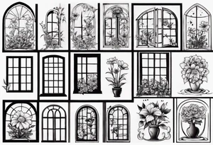 flower in a window tattoo idea