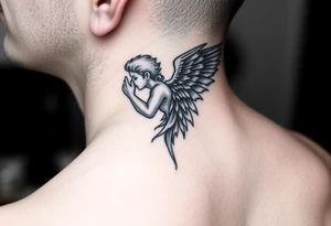 Angel whispering into ear tattoo idea