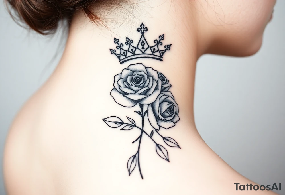 Roses with a crown tattoo idea