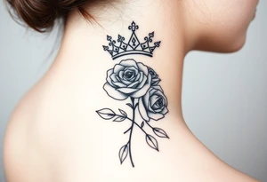 Roses with a crown tattoo idea
