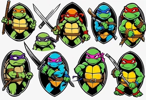teenage mutant ninja turtles fighting sleeve tattoo idea