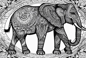 compas thailand country outline with elephant tattoo idea