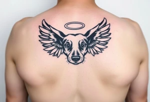Dachshund ears with wings and halo tattoo idea