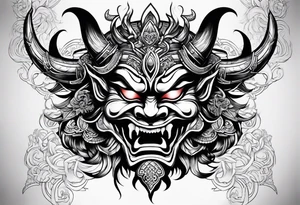 Oni mask in celctic style tattoo idea