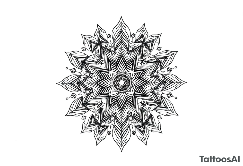 intricate mandala with sacred geometry and cosmic elements tattoo idea