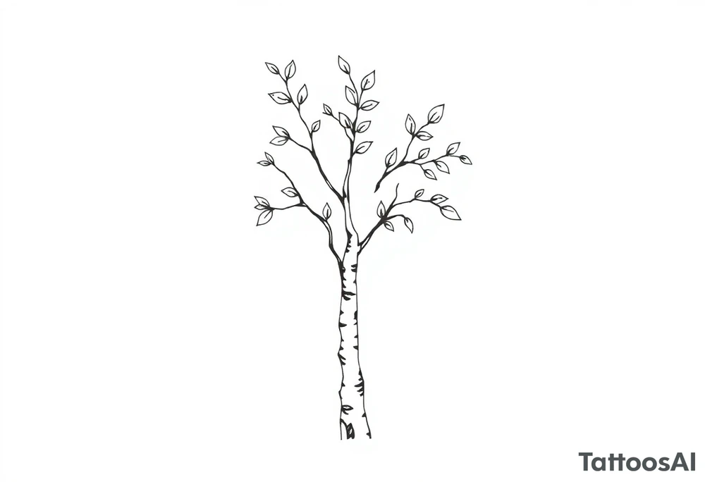 birch tree with leaves tattoo idea
