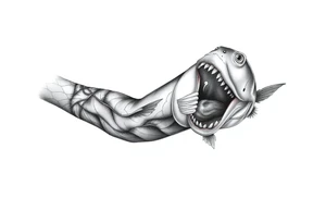 Fish mouth swallowing my arm tattoo idea