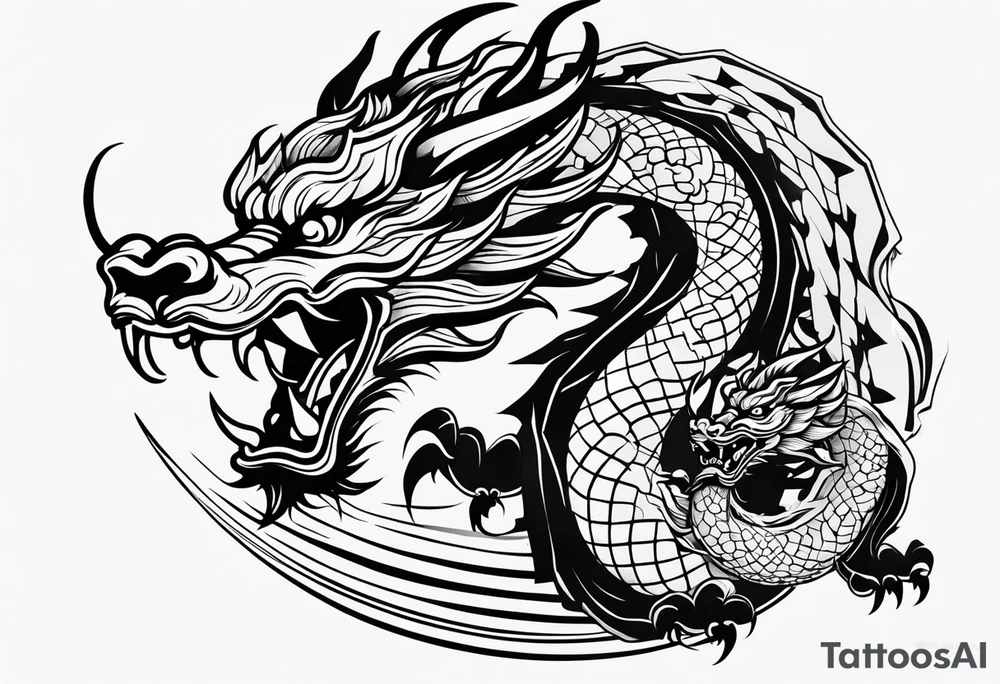 Chinese dragon in the shape of 0630 tattoo idea