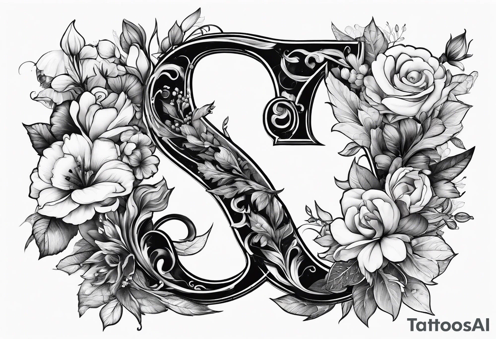 A Letter S made out of flowers tattoo idea
