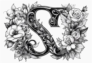 A Letter S made out of flowers tattoo idea