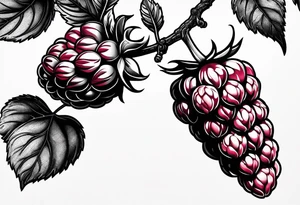a single long raspberry branch that is growing downards tattoo idea