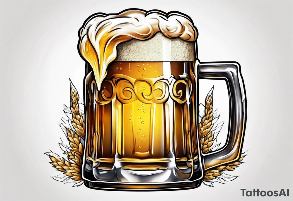 American classic tattoo of beer mug tattoo idea