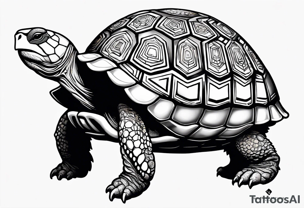native american tortoise with the name sam incorporated into thje shell design tattoo idea