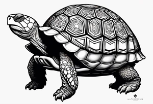 native american tortoise with the name sam incorporated into thje shell design tattoo idea