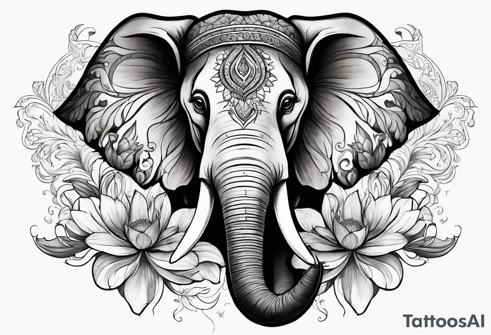 elephant, lotus & flying phoenix. tattoo idea