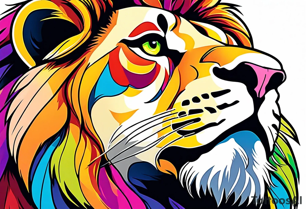 powerful majestic lion, close-up tattoo idea